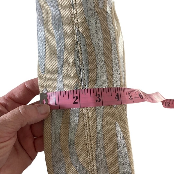 Kate Landry Silver Zebra Print Woven Tote with Chain and Leather Straps - Picture 11 of 14